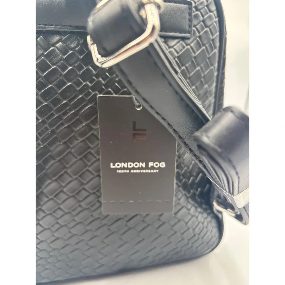 London Fog Bowery Medium Woven Backpack Black LFH24755-BLAK New